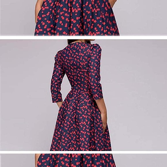 Simple Flavor Women's Floral Vintage Dress Elegant - Picture 4 of 4